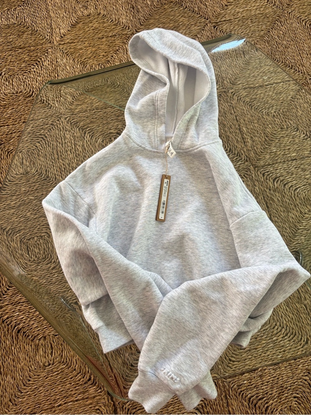 SKIMS. Shrunken pullover hoodie Heather Gray Cropped Hoodie - Minimal Pullover